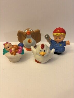 Fisher-Price Little People Set Of 4 Baby, Mechanic, Chicken And Nightingale